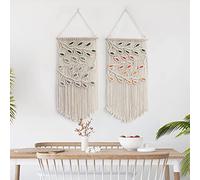 BMIDRUT Tapiz colgante de macramé bohemio tejido a mano, atrapasueños, decoración de pared para el hogar, frontón de pared, 40 x 80 cm