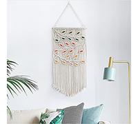 BMIDRUT Tapiz colgante de macramé bohemio tejido a mano, atrapasueños, decoración de pared para el hogar, frontón de pared, 40 x 80 cm