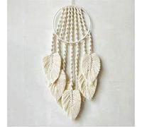 BMIDRUT Tapiz de macramé tejido de algodón, atrapasueños, hecho a mano, tejido con borla de plumas, adorno artesanal para dormitorio, sala de estar, apartamento