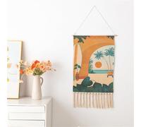 BMIDRUT Tapiz de macramé tejido estilo bohemio para pared, tapiz de arte para casa, apartamento, dormitorio, fondo de pantalla 50 x 85 cm