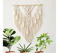 BMIDRUT Tapiz de macramé tejido hecho a mano con borlas, adorno para dormitorio, sala de estar, apartamento, 45 x 75 cm