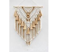 BMIDRUT Tapiz de macramé tejido hecho a mano con borlas, adorno para dormitorio, sala de estar, apartamento, 45 x 75 cm