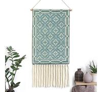 BMIDRUT Tapiz de macramé tejido para colgar en la pared, decoración bohemia para el hogar, telón de fondo bohemio para apartamento, dormitorio, puerta, decoración de 50 x 85 cm