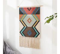 BMIDRUT Tapiz de macramé tejido para colgar en la pared, decoración bohemia para el hogar, telón de fondo bohemio para apartamento, dormitorio, puerta, decoración de 50 x 85 cm