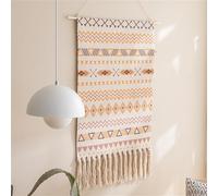 BMIDRUT Tapiz tejido de macramé para colgar en la pared, tapiz bohemio para el hogar, apartamento, dormitorio, telón de fondo, 50 x 85 cm