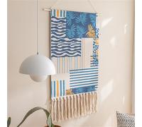 BMIDRUT Tapiz tejido de macramé para colgar en la pared, tapiz bohemio para el hogar, apartamento, dormitorio, telón de fondo de 50 x 85 cm