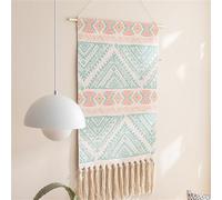 BMIDRUT Tapiz tejido de macramé para colgar en la pared, tapiz bohemio para el hogar, apartamento, dormitorio, telón de fondo, 50 x 85 cm