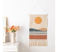 BMIDRUT Tapiz tejido de macramé para colgar en la pared, tapiz bohemio para el hogar, apartamento, dormitorio, telón de fondo de 50 x 85 cm