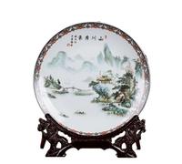 BMKGODN 26 cm Jingdezhen cerámica Porcelana Paisaje Placa Adornos decoración Sala artefacto