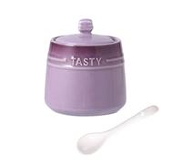 BMKGODN Azucarero macizo con cuchara, tarro de especias porcelana, recipiente for decoración cocina, azucarero cerámica(Purple)