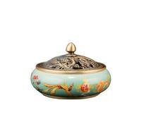 BMKGODN Quemador de Incienso, Soporte incensario, Quemador latón Pintado, dragón Dorado, Fénix, sándalo, Plato, for el hogar(Vert)