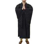 BMKGODN Túnica de monje budista zen unisex, holgada y cómoda, estilo tradicional(Black,S)