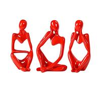 BMLCGJ Estatua de pensador dorada para decoración de arte abstracto, figuras coleccionables de resina dorada para decoración del hogar, sala de estar, oficina, estantes, grandes ideas de regalo (rojo)