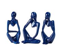 BMLCGJ Estatua de pensador dorada para decoración de arte abstracto, figuras coleccionables de resina dorada para decoración del hogar, sala de estar, oficina, estantes, grandes ideas de regalo (azul)