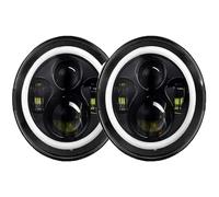 BMLGPGBCDW Para Jeep Para Wrangler LJ Unlimited 2004 2005 2006 Faro LED De 7 Pulgadas Ojos Angel Redondos Faros Frontales(Negro 2 piezas)