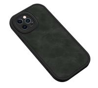 BMLLQSS Funda a prueba de golpes para iPhone 15 Pro Max/15 Pro/15 Plus/15, funda delgada de piel de oveja de negocios, esquinas redondeadas, protección de lente de cámara, anticaídas (15, gris), Green