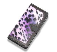 BMLLQSS Funda de cuero PU de primera calidad para iPhone 14Pro Max/14 Pro/14 Plus/14, funda de cartera con tapa con patrón de estampado de leopardo, 3 ranuras para tarjetas (14 Pro, dorado), Lila, 14