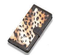 BMLLQSS Funda de piel sintética de alta calidad para iPhone 14Pro Max/14 Pro/14 Plus/14, funda tipo cartera con tapa elegante patrón de estampado de leopardo, tarjetero de 3 ranuras (14 Pro, dorado