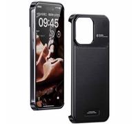 BMLLQSS Funda para iPhone 14 Pro Max/14 Pro/14 compatible con MagSafe aluminio metal, sin marco, elegante, parte trasera de cuero, disipación de calor, antiarañazos, delgada funda de aromaterapia