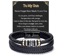 BMMYE Pulseras de cuero de regalo para hijo, marido, papá, hermano, pulseras de cuero duraderas para hombre con cierre, regalo para hombres, día del padre, Navidad, día de San Valentín, 21cm, Cuero