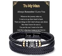 BMMYE Pulseras de cuero de regalo para hijo, marido, papá, hermano, pulseras de cuero duraderas para hombre con cierre, regalo para hombres, día del padre, Navidad, día de San Valentín, 21cm, Cuero