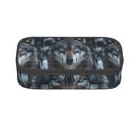 bmnaswt Blue Eyes - Estuche para lápices con estampado de lobo de gran capacidad, bolsa de almacenamiento con cremallera con bolsillo de malla y ranuras para bolígrafos