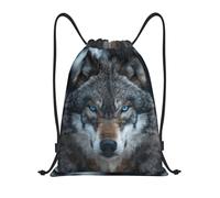 bmnaswt Blue Eyes - Mochila plegable con cordón y estampado de lobo para playa, senderismo, gimnasio y recados diarios, Black, S, Mochilas de viaje