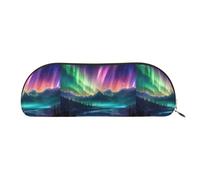 bmnaswt Bolsa de almacenamiento con estampado de luces boreales oscuras, bolsa con cremallera de grano cruzado, elegante bolsa de papelería portátil de maquillaje, dorada, talla única, maleta