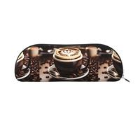 bmnaswt Bolsa de almacenamiento de café caliente con estampado de granos de café, bolsa con cremallera de grano cruzado, elegante bolsa portátil de papelería de maquillaje, Silver, One Size, Maleta