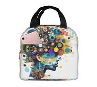 bmnaswt Bolsa de almuerzo aislada con impresión de cerebro de inteligencia artificial para mujeres y hombres, lonchera reutilizable para el trabajo y picnic