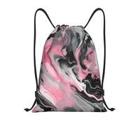 bmnaswt Bolsa de cordón con estampado artístico gris de tinta abstracta rosa, mochila plegable para gimnasio, playa, senderismo, gimnasio y recados diarios, Black, M, Mochilas de viaje