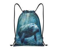 bmnaswt Bolsa de cordón con estampado de animales de manatí, mochila plegable para gimnasio, playa, senderismo, gimnasio y recados diarios, Black, M, Mochilas de viaje