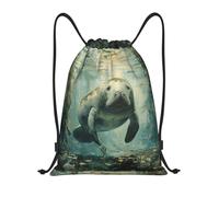 bmnaswt Bolsa de cordón con estampado de animales de manatí, mochila plegable para gimnasio, playa, senderismo, gimnasio y recados diarios, Black, M, Mochilas de viaje