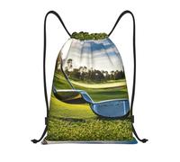 bmnaswt Bolsa de cordón con estampado de club de golf, mochila plegable para gimnasio, playa, senderismo, gimnasio y recados diarios, Black, M, Mochilas de viaje