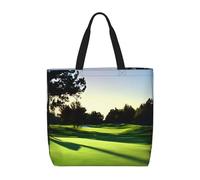 bmnaswt Bolsa de mano ligera con cremallera y estampado de campo de golf, bolso diario casual para compras y trabajo