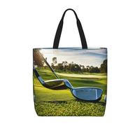 bmnaswt Bolsa de mano ligera con cremallera y estampado de club de golf, bolso diario casual para compras y trabajo