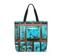 bmnaswt Bolso de mano ligero con cremallera con estampado azul aguamarina brillante, bolso diario casual para compras y trabajo