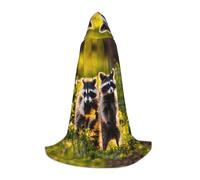 bmnaswt Bonita capa con capucha con estampado de mapache, eleva tu aspecto festivo, capucha grande y pajarita, para Halloween/cosplay