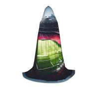 bmnaswt Capa con capucha con estampado de campo satdium de estadio de fútbol, realza tu aspecto festivo, capucha grande y pajarita, para Halloween/cosplay