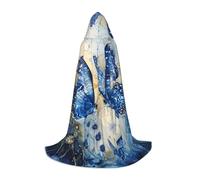 bmnaswt Capa con capucha con estampado de mariposas azules, eleva tu aspecto festivo, capucha grande y pajarita, para Halloween/cosplay