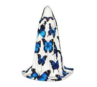 bmnaswt Capa con capucha con estampado de mariposas azules, eleva tu aspecto festivo, capucha grande y pajarita, para Halloween/cosplay