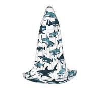 bmnaswt Capa con capucha con estampado de tiburón con varios gestos, eleva tu aspecto festivo, capucha grande y pajarita, para Halloween/cosplay