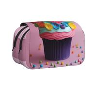 bmnaswt Colorido estuche de doble concha con estampado de pastel de flores de arco iris, bolsa de tela Oxford con bolsillos con cremallera, regalo ideal
