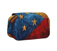 bmnaswt Estuche doble con estampado de bandera de Venezuela, bolsa de tela Oxford con bolsillos con cremallera, regalo ideal
