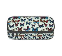 bmnaswt Estuche para lápices de gran capacidad con estampado de mariposas y violonchelo, bolsa de almacenamiento con cremallera con bolsillo de malla y ranuras para bolígrafos