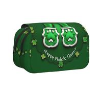 bmnaswt Happy St. Patrick's Day Print - Estuche doble para bolígrafo, bolsa de tela Oxford con bolsillos con cremallera, regalo ideal