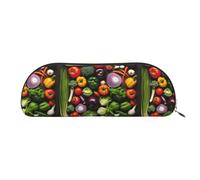 bmnaswt Introducción de varias bolsas de almacenamiento con estampado de verduras, bolsa con cremallera de grano cruzado, elegante bolsa portátil de papelería de maquillaje, Gold, One Size, Maleta