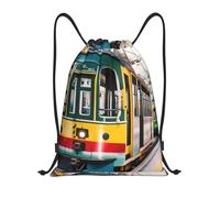 bmnaswt Lisbon Tram - Mochila plegable con cordón para playa, senderismo, gimnasio y recados diarios, Black, M, Mochilas de viaje