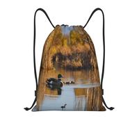 bmnaswt Loon Nature - Bolsa con cordón y estampado de pájaros, mochila plegable para gimnasio, playa, senderismo, gimnasio y recados diarios, Black, S, Mochilas de viaje