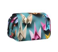bmnaswt Origami Paper Crane Print Double Clamshell - Estuche de tela Oxford con bolsillos con cremallera, regalo ideal